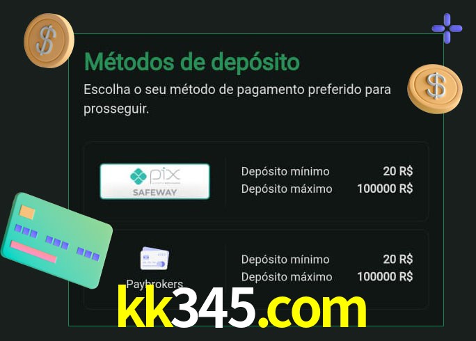 O cassino kk345.com oferece uma grande variedade de métodos de pagamento